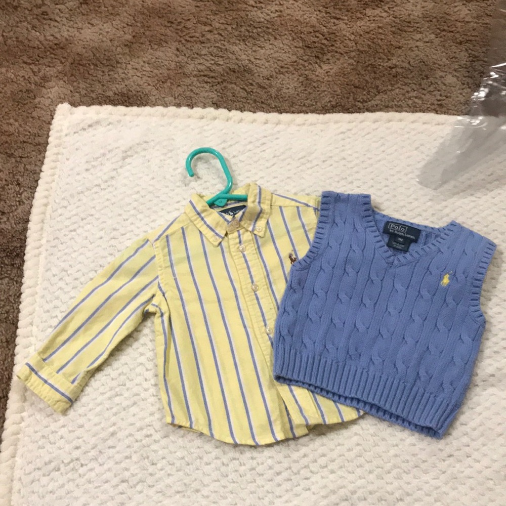 2 piece set Dress shirt and Polo Vest